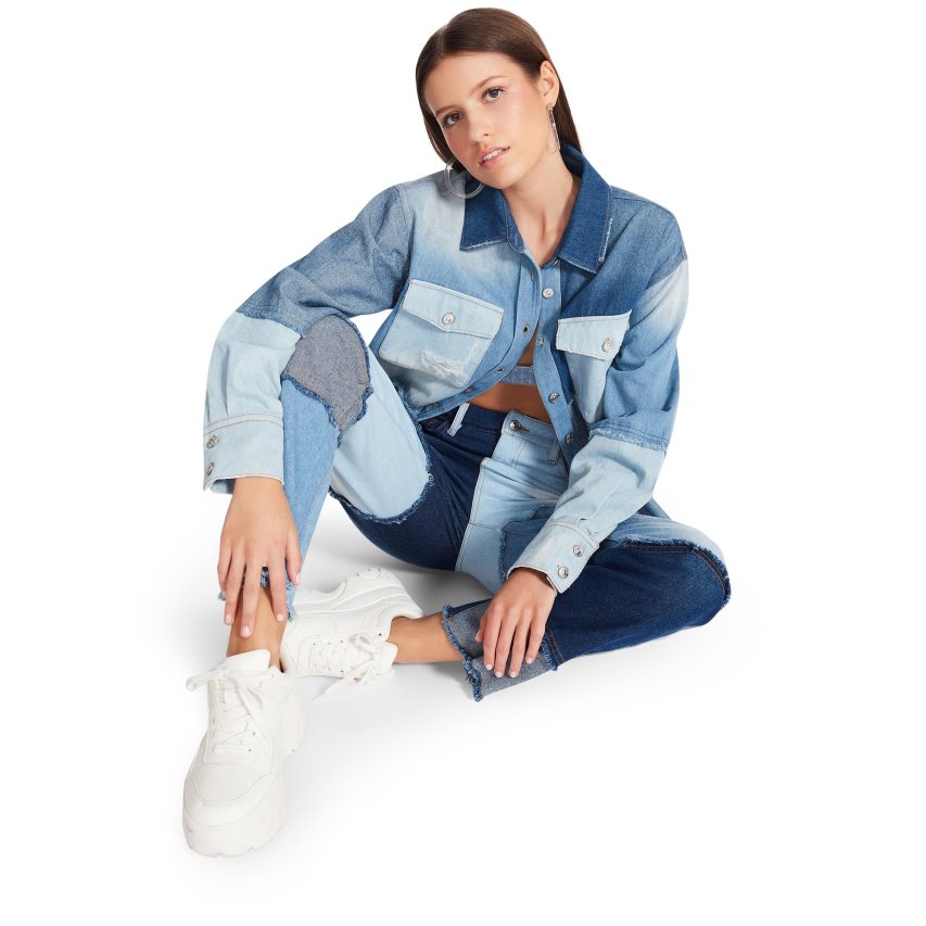 Camisas Steve Madden Kylie Shacket Denim Fabric Mujer Azules | ES NZE0S2